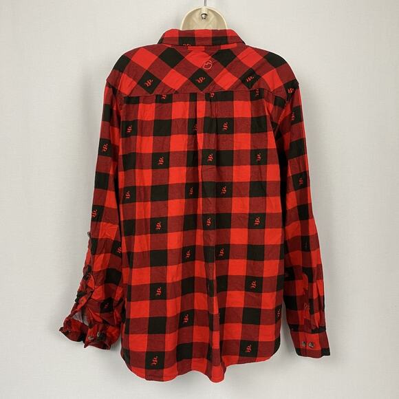 Magellan x Shiner Flannel Shirt Womens XXL Buffalo Plaid Red Black Cabincore - Picture 7 of 16